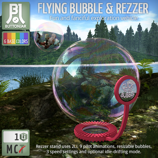Second Life Marketplace Flying Bubble & Rezzer Buttonjar